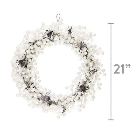 Nwt Halloween White Spiders & Web Wreath, 20" - Picture 5 of 6